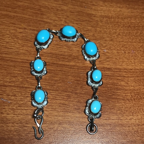 Sterling Silver and Turquoise Bracelet - Picture 6 of 6